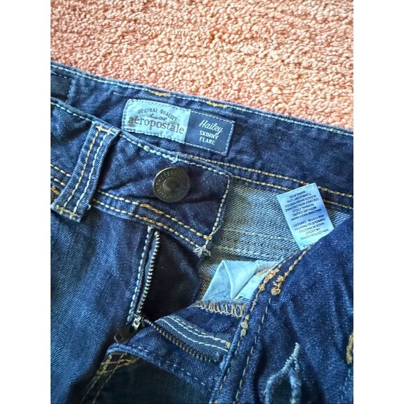 Aeropostale Hailey Skinny Flare Jeans Dark Wash Size 00R Low Rise Bootcut - Picture 3 of 9